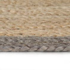 Vidaxl Ručně vyrobený koberec z juty s šedým okrajem 120 cm
