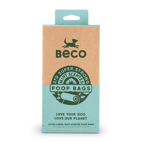 BeCoThings Sáčky na exkrementy Beco, 270 ks, peprmintové aroma, z recyklovaných materiálů