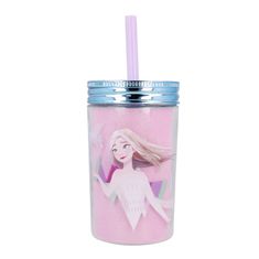 Stor Plastový termo pohár se šroubovacím víčkem a brčkem DISNEY FROZEN, 370ml, 60455