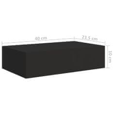 Greatstore Nástěnné police se zásuvkami 2 ks černé 40 x 23,5 x 10 cm MDF