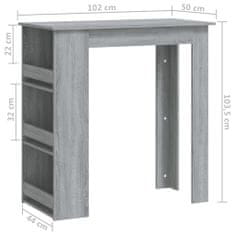 Greatstore Barový stůl s úložným regálem šedý sonoma 102 x 50 x 103,5 cm