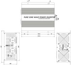 Carspa Měnič napětí 24V/230V 2000W, SK2000 čistá sinus. D.O.drátové