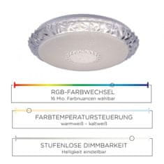 PAUL NEUHAUS LEUCHTEN DIREKT is JUST LIGHT LED stropní svítidlo, transparentní, kruhové, CCT, RGB, dálkový ovladač RGB plus 2700-5000K