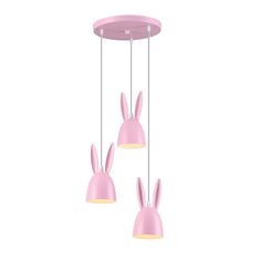 ACA ACA Lighting dětské závěsné svítidlo 3XE27 růžové META D35XH100CM BUNNY ZM73P35P