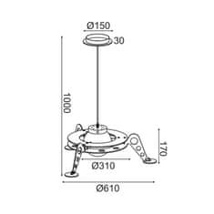 ACA ACA Lighting dětské závěsné svítidlo 1XE27 SPACESHIP MDF D61XH100CM NASA ZM681P61