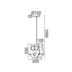 ACA ACA Lighting dětské závěsné svítidlo 1XE27 OWL MDF 25X10XH100CM FARMA ZM411P25