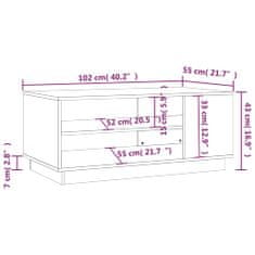 Greatstore Konferenční stolek bílý 102 x 55 x 43 cm dřevotříska