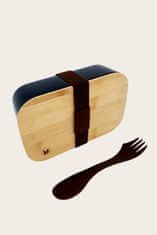Retulp Box na oběd nebo svačinu s bambusovým víkem a lžicí a vidličkou v jednom černý 500ml RETULP