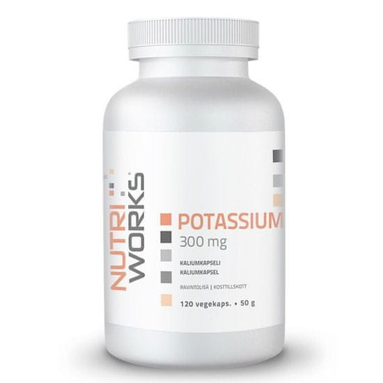 NutriWorks Potassium 300mg 120 kapslí