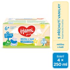 Hami mlíčko s kaší s příchutí vanilky 3x (4x250ml)