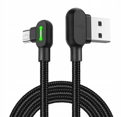 Mcdodo MCDODO BUTTON RYCHLÝ ÚHLOVÝ KABEL 90° LED MICRO USB 1.8M ČERNÝ CA-5772