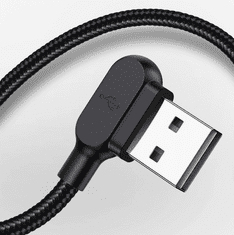 Mcdodo MCDODO BUTTON RYCHLÝ ÚHLOVÝ KABEL 90° LED MICRO USB 1.8M ČERNÝ CA-5772