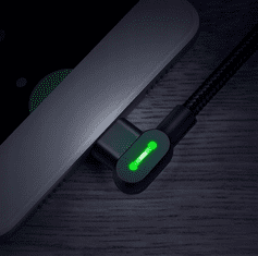 Mcdodo MCDODO BUTTON RYCHLÝ ÚHLOVÝ KABEL 90° LED MICRO USB 1.8M ČERNÝ CA-5772