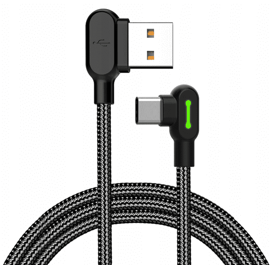 Mcdodo MCDODO BUTTON RYCHLÝ ÚHLOVÝ KABEL 90° LED USB TYP-C 1,2M ČERNÝ CA-5281