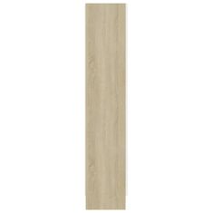 Greatstore Prosklená skříň bílá a dub sonoma 82,5x30,5x150 cm dřevotříska
