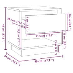 Greatstore Noční stolek kouřový dub 45 x 34 x 44 cm dřevotříska