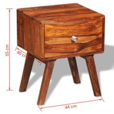 Vidaxl Noční stolek z masivního sheeshamu s 1 zásuvkou, vintage, 55 cm