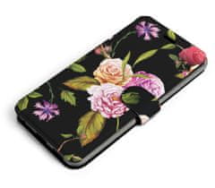 Mobiwear Flip pouzdro na mobil Samsung Galaxy M13 - VD07S Růže a květy na černém pozadí
