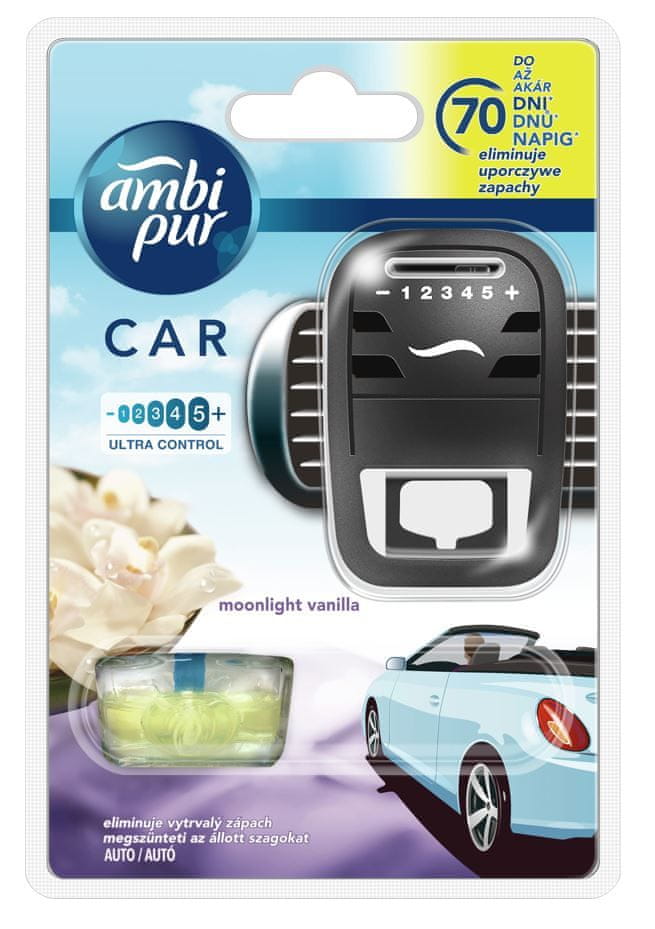 Ambi Pur Car Moonlight Vanilla Osvěžovač ve startovací sadě 7 ml