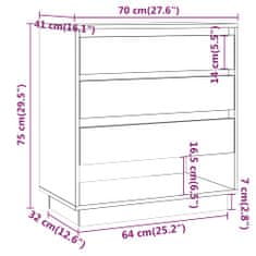 Vidaxl Příborník bílý s vysokým leskem 70 x 41 x 75 cm dřevotříska