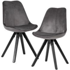 Bruxxi Jídelní židle Ruby (SET 2 ks), samet, šedá / černá