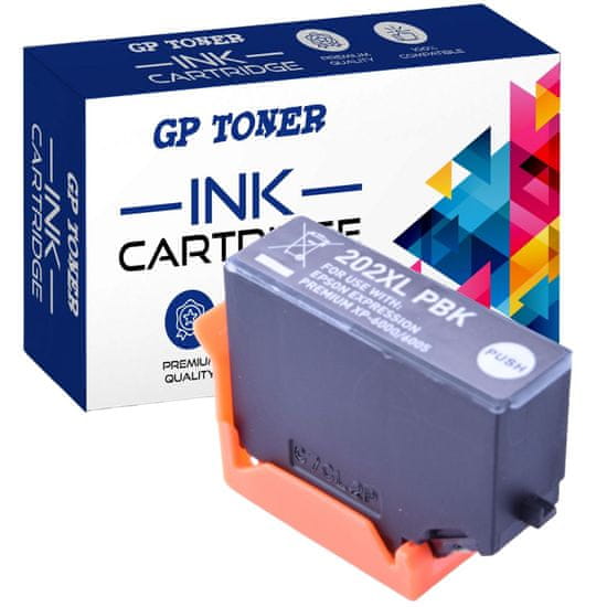 GP TONER Kompatiblní inkoust pro Epson 202XL Epson Expression Premium XP-6000 XP-6005 XP-6100 photo černá