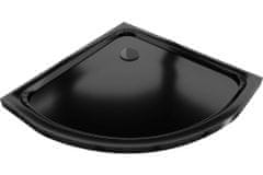 Mexen Flat sprchová vanička čtvrtkruhová slim 90 x 90, černá + černý sifon (41709090B)
