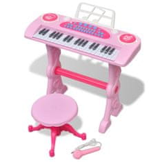 Vidaxl Dětská klávesnice se stolem a mikrofonem, růžová