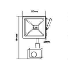 ACA ACA Lighting černá SENSOR LED SMD reflektor IP66 10W 4000K 850Lm 230V Ra80 Q1040S