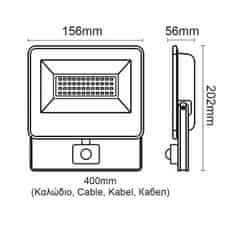 ACA ACA Lighting černá SENSOR LED SMD reflektor IP66 30W 4000K 3100Lm 230V AC Ra80 V3040S