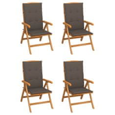 Greatstore Polohovací zahradní židle s poduškami 4 ks masivní teak