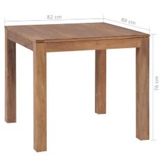 Greatstore Jídelní stůl masivní teak s přírodním povrchem 82 x 80 x 76 cm