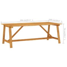 Greatstore Zahradní jídelní stůl 206 x 100 x 74 cm masivní akáciové dřevo
