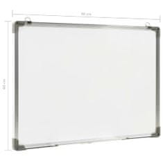 Greatstore Bílá magnetická tabule stíratelná za sucha 90 x 60 cm ocel
