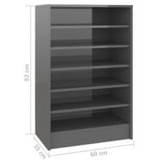 Greatstore Botník šedý s vysokým leskem 60 x 35 x 92 cm dřevotříska