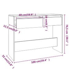 Greatstore Konzolový stolek betonově šedý 100 x 35 x 76,5 cm dřevotříska