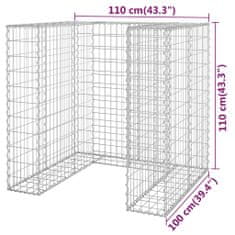 Vidaxl Gabionová zástěna pro popelnici pozinkovaná ocel 110x100x110 cm