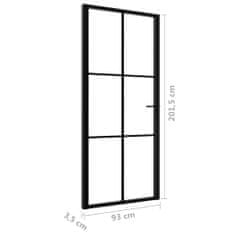Greatstore Interiérové dveře ESG sklo a hliník 93 x 201,5 cm černé