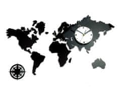 ModernClock 3D nalepovací hodiny Continents černo-bílé