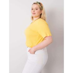 BASIC FEEL GOOD Dámská halenka plus size z žebrované látky STELLA žlutá RV-BZ-6323.92_362533 2XL