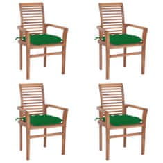 Vidaxl Jídelní židle 4 ks zelené podušky masivní teak