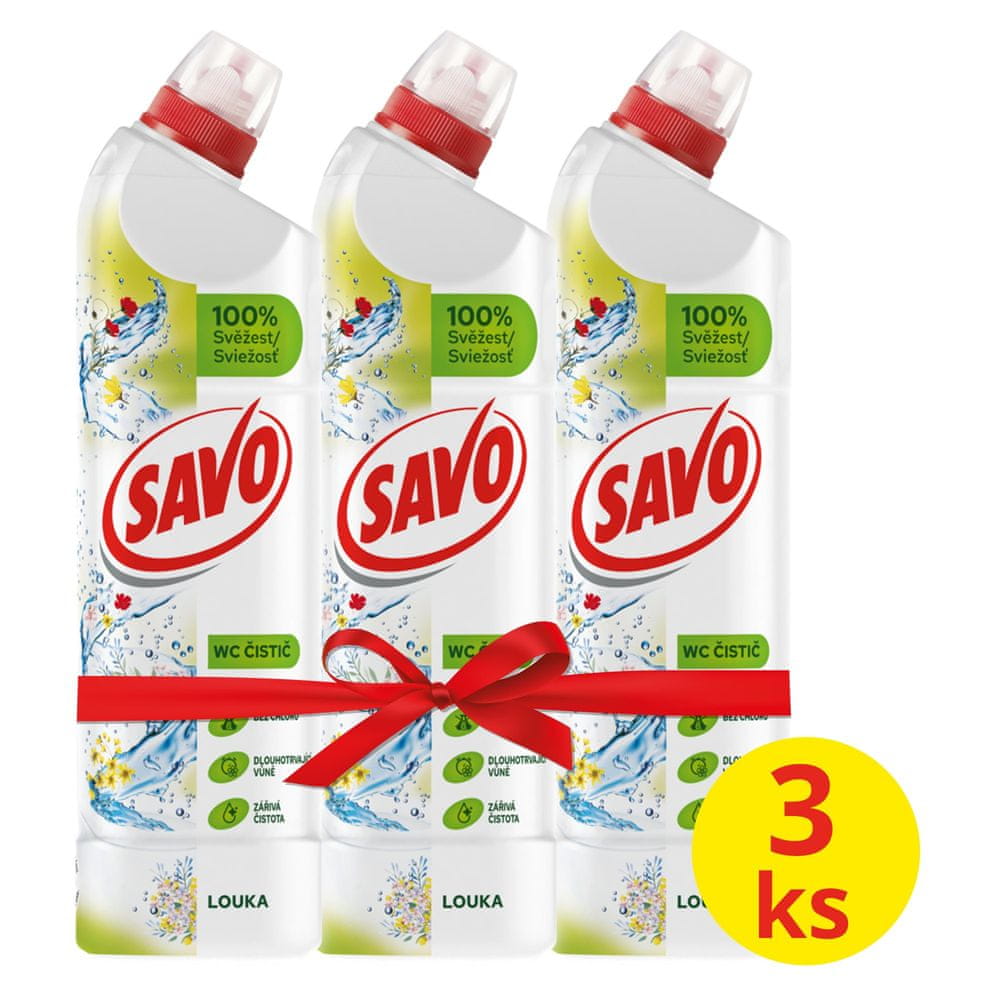 Savo Čisticí a dezinfekční přípravek na toalety Louka 3 x 750 ml