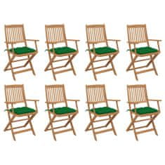 Greatstore Skládací venkovní židle s poduškami 8 ks masivní akáciové dřevo