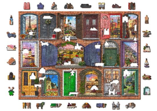 Wooden city Dřevěné puzzle Otevřené a zavřené dveře 2v1, 1010 dílků EKO