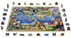 Wooden city Dřevěné puzzle Mapa Říše zvířat 2v1, 1010 dílků EKO