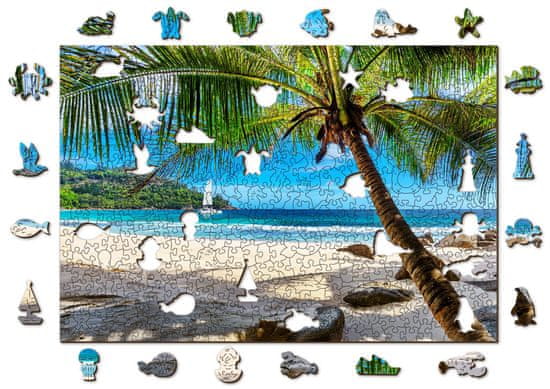 Wooden city Dřevěné puzzle Pláž na Paradise Island, Karibské moře 2v1, 505 dílků EKO