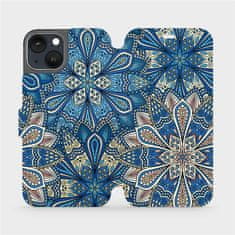 Mobiwear Flip pouzdro na mobil Apple iPhone 13 - V108P Modré mandala květy