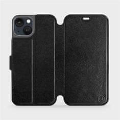 Mobiwear Flip pouzdro na mobil Apple iPhone 13 v provedení C_BLS Black&Gray s šedým vnitřkem