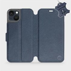 Mobiwear Luxusní kožené flip pouzdro na mobil Apple iPhone 13 - Modré - L_NBS Blue Leather