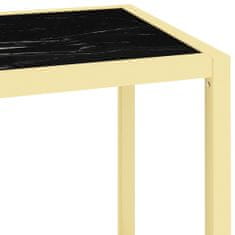 Greatstore Konzolový stolek zlatý a černý mramor tvrzené sklo
